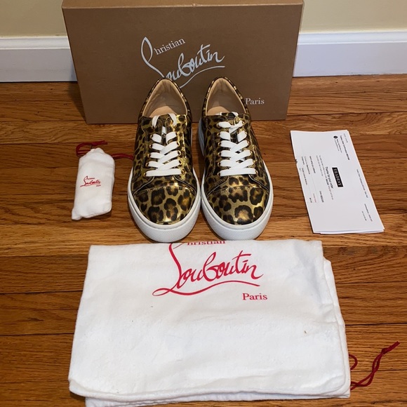 SOLD Christian Louboutin Vieirissima Leopard Printed Leather Sneakers - Picture 6 of 14